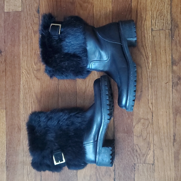 Tory Burch Joni Fur Cuff Moto Boot - Picture 5 of 16